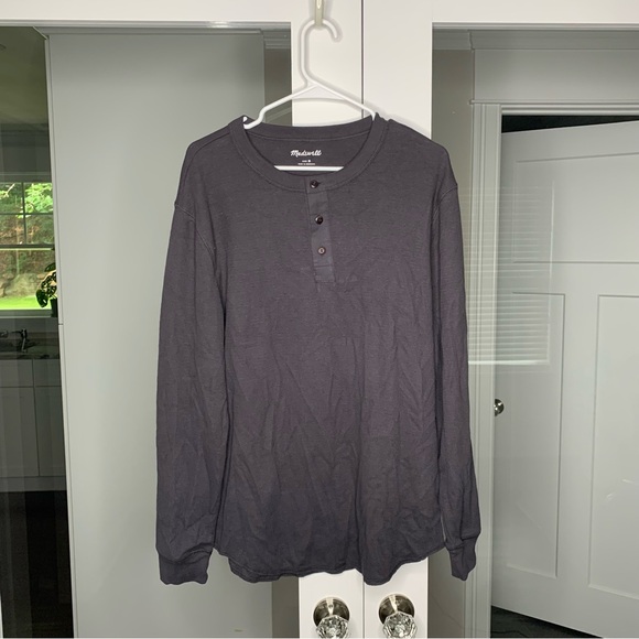 NWT Madewell Thermal Henley Tee Black Coal - Picture 2 of 8